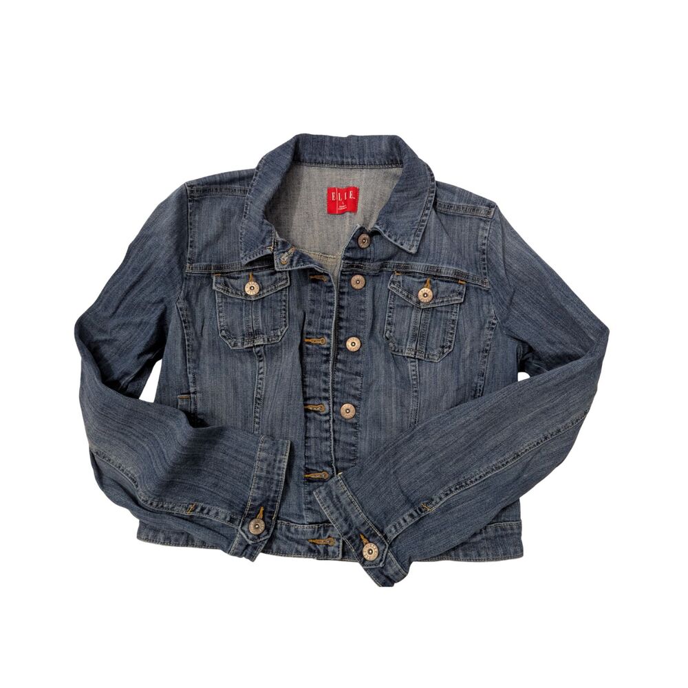 Elle | Women's Large | Dark Wash Button Up Denim Jacket